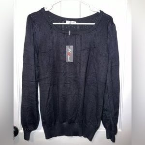 NWT Women’s M  Lightweight Puff Long Sleeve Cute Casual Cable Crochet sweater